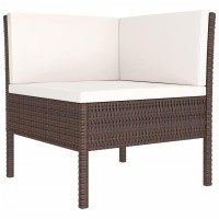 vidaXL 11 Piece Patio Lounge Set with Cushions Poly Rattan Brown