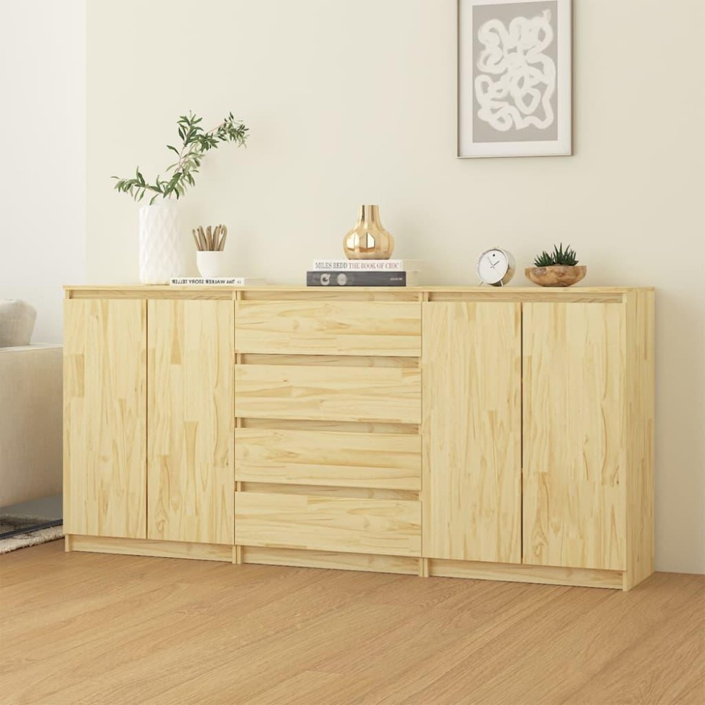 vidaXL Side Cabinets 3 pcs Solid Wood Pine