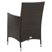 vidaXL 5 Piece Patio Dining Set with Cushions Poly Rattan Brown