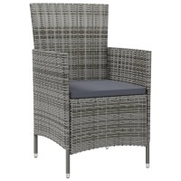 Vidaxl 9 Piece Patio Dining Set With Cushions Poly Rattan Gray