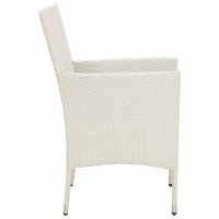 vidaXL 3 Piece Patio Dining Set with Cushions Poly Rattan White