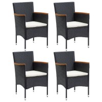 vidaXL 5 Piece Patio Dining Set with Cushions Poly Rattan Black