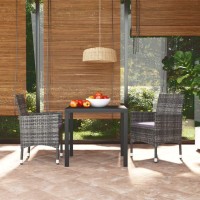 vidaXL 3 Piece Patio Dining Set with Cushions Poly Rattan Gray