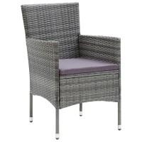 vidaXL 9 Piece Patio Dining Set with Cushions Poly Rattan Gray