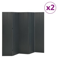 Vidaxl 5-Panel Room Dividers 2 Pcs Anthracite 78.7X70.9 Steel