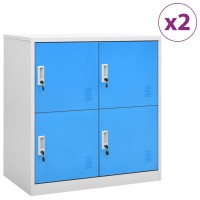 vidaXL Locker Cabinets 2 pcs Light Gray and Blue 35.4