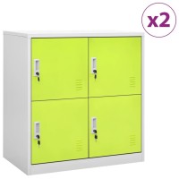 Vidaxl Locker Cabinets 2 Pcs Light Gray And Green 35.4X17.7X36.4 Steel