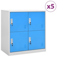 vidaXL Locker Cabinets 5 pcs Light Gray and Blue 35.4