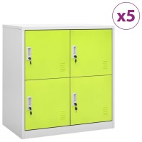 vidaXL Locker Cabinets 5 pcs Light Gray and Green 35.4