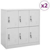 Vidaxl Locker Cabinets 2 Pcs Light Gray 35.4X17.7X36.4 Steel