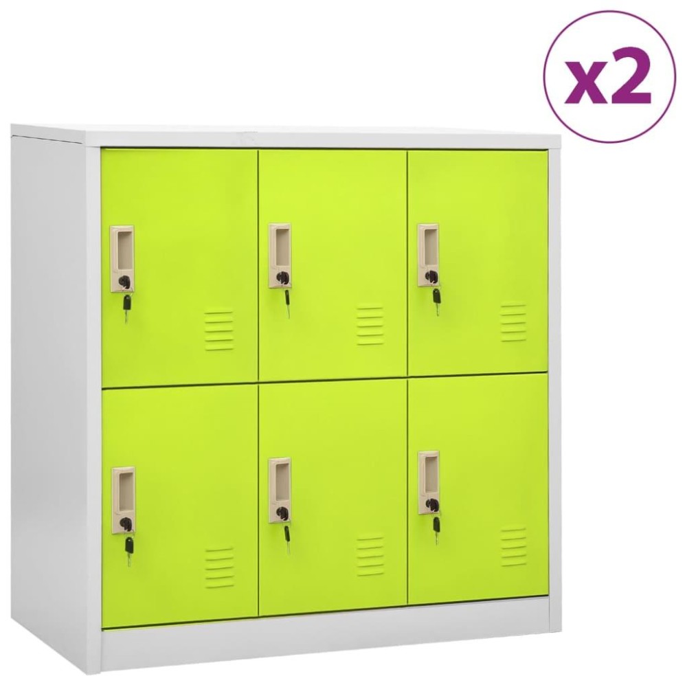 vidaXL Locker Cabinets 2 pcs Light Gray and Green 35.4