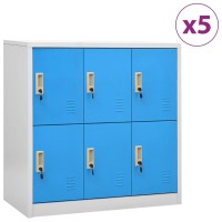 vidaXL Locker Cabinets 5 pcs Light Gray and Blue 35.4