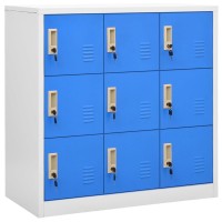Vidaxl Locker Cabinets 2 Pcs Light Gray And Blue 35.4X17.7X36.4 Steel