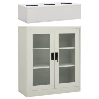 Vidaxl Office Cabinet With Planter Box Light Gray 35.4X15.7X50.4 Steel