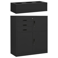 Vidaxl Office Cabinet With Planter Box Anthracite 35.4X15.7X49.2 Steel
