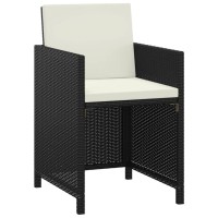 vidaXL 3 Piece Patio Dining Set with Cushions Poly Rattan Black