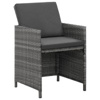 vidaXL 5 Piece Patio Dining Set with Cushions Poly Rattan Gray