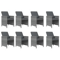 vidaXL 9 Piece Patio Dining Set with Cushions Poly Rattan Gray