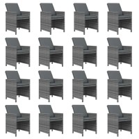 vidaXL 21 Piece Patio Dining Set with Cushions Gray Poly Rattan