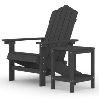 vidaXL Patio Adirondack Chair with Table HDPE Anthracite