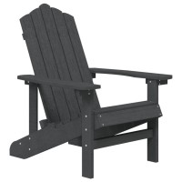 vidaXL Patio Adirondack Chair with Table HDPE Anthracite