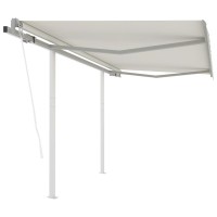 vidaXL Automatic Retractable Awning with Posts 9.8'x8.2' Cream