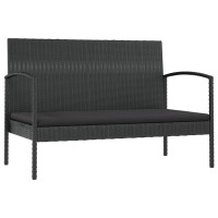 Vidaxl 8 Piece Patio Lounge Set With Cushions Poly Rattan Black