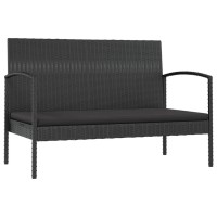 Vidaxl 16 Piece Patio Lounge Set With Cushions Poly Rattan Black