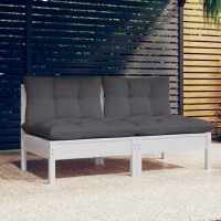 vidaXL 2-Seater Patio Sofa with Anthracite Cushions Solid Pinewood