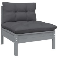 vidaXL 2-Seater Patio Sofa with Anthracite Cushions Solid Pinewood