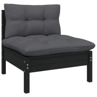 vidaXL 2-Seater Patio Sofa with Anthracite Cushions Solid Pinewood