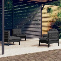 vidaXL 4 Piece Patio Lounge Set with Anthracite Cushions Pinewood