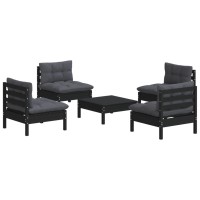 vidaXL 5 Piece Patio Lounge Set with Anthracite Cushions Pinewood