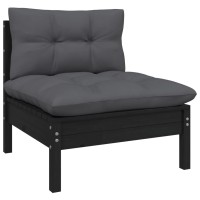 vidaXL 5 Piece Patio Lounge Set with Anthracite Cushions Pinewood