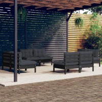 vidaXL 8 Piece Patio Lounge Set with Anthracite Cushions Pinewood