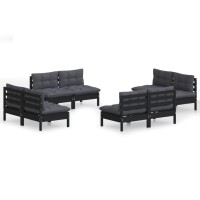 vidaXL 8 Piece Patio Lounge Set with Anthracite Cushions Pinewood