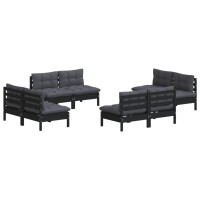 vidaXL 8 Piece Patio Lounge Set with Anthracite Cushions Pinewood