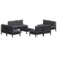 vidaXL 9 Piece Patio Lounge Set with Anthracite Cushions Pinewood