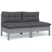 vidaXL 13 Piece Patio Lounge Set with Anthracite Cushions Pinewood