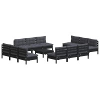 vidaXL 13 Piece Patio Lounge Set with Anthracite Cushions Pinewood