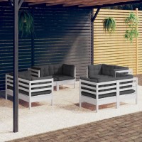 vidaXL 8 Piece Patio Lounge Set with Anthracite Cushions Pinewood