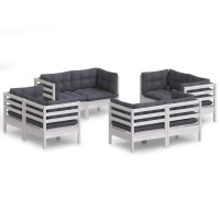 vidaXL 8 Piece Patio Lounge Set with Anthracite Cushions Pinewood