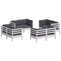 vidaXL 8 Piece Patio Lounge Set with Anthracite Cushions Pinewood