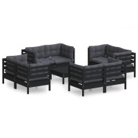 vidaXL 9 Piece Patio Lounge Set with Anthracite Cushions Pinewood