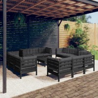 vidaXL 13 Piece Patio Lounge Set with Anthracite Cushions Pinewood