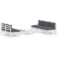 vidaXL 6 Piece Patio Lounge Set with Anthracite Cushions Pinewood