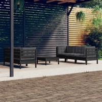 vidaXL 6 Piece Patio Lounge Set with Anthracite Cushions Pinewood