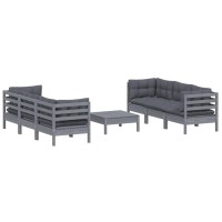 vidaXL 7 Piece Patio Lounge Set with Anthracite Cushions Pinewood