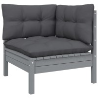 vidaXL 7 Piece Patio Lounge Set with Anthracite Cushions Pinewood