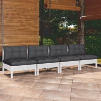 vidaXL 4-Seater Patio Sofa with Anthracite Cushions Solid Pinewood